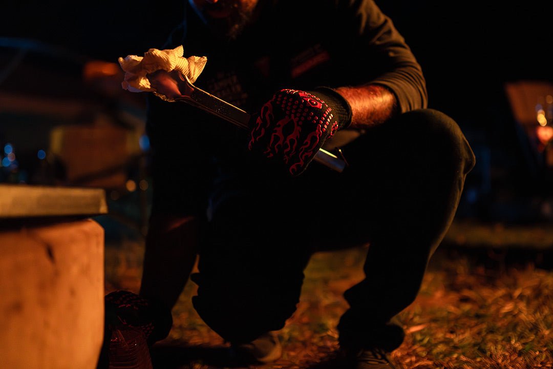 Putting the OZ Braai Extreme Heat Gloves to the test - Caravan World Australia