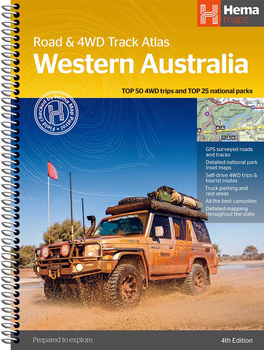 Western Australia Road & 4WD Track Atlas (4th Edition) - Hema Maps - 9781865007328 -Caravan World Australia