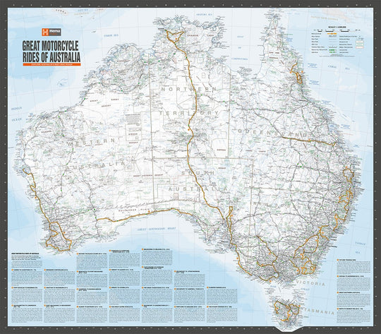 Australia Motorcycle Atlas + 200 Top Rides - Hema Maps - 9781925195132 -Caravan World Australia