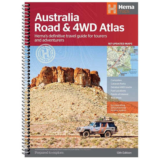 Australia Road & 4WD Atlas (Spiral Bound) - 252 x 345mm - Hema Maps - 9781922668011 -Caravan World Australia