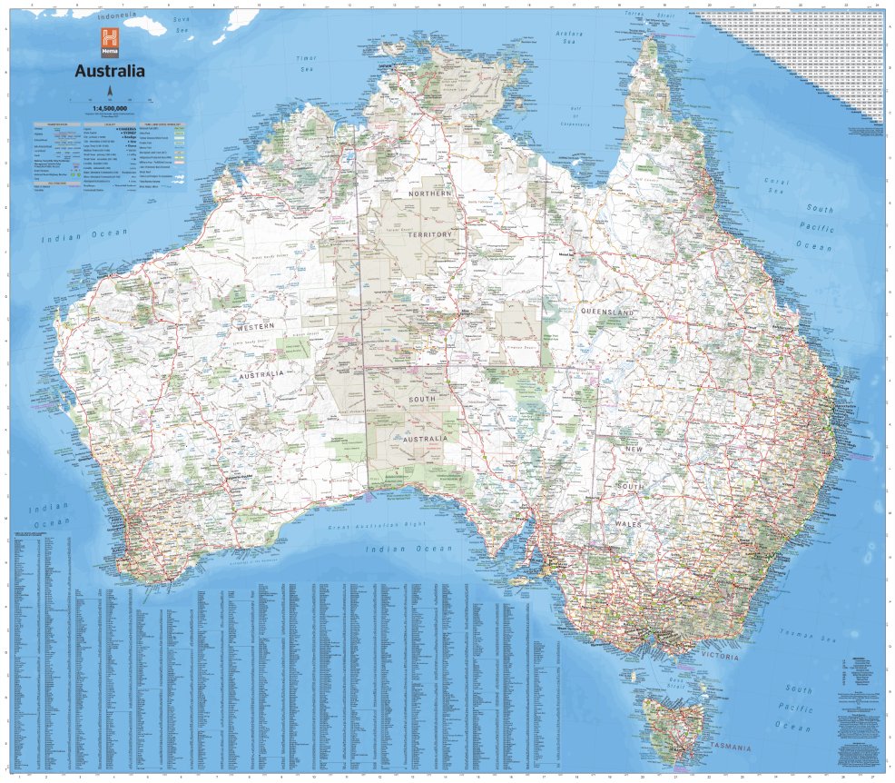 Australia Wall Map - Hema Maps - 9781922668349 -Caravan World Australia