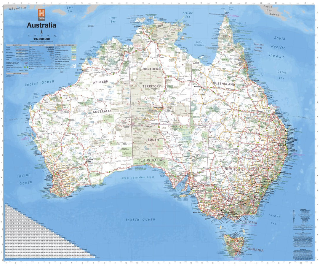 Australia Wall Map - Hema Maps - 9781922668349 -Caravan World Australia