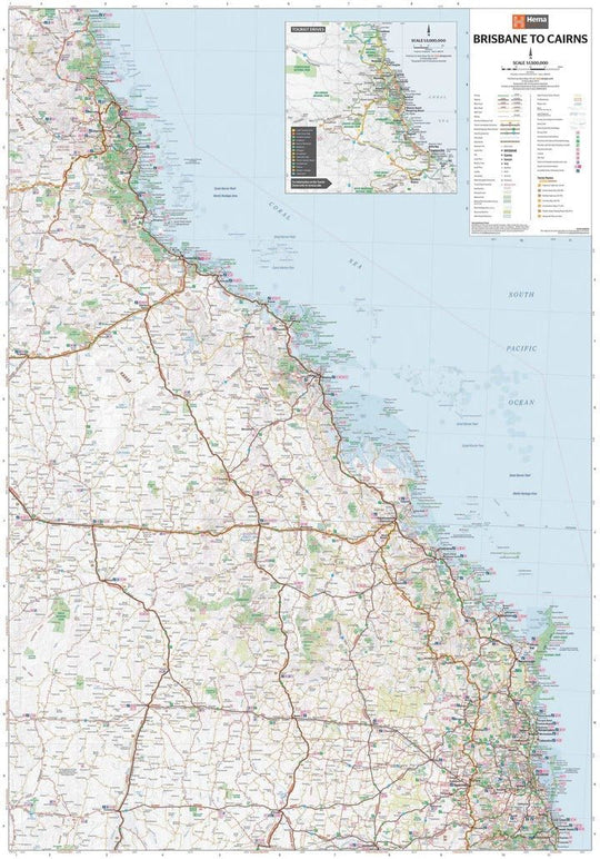 Brisbane to Cairns Map - Hema Maps - 9781865008714 -Caravan World Australia