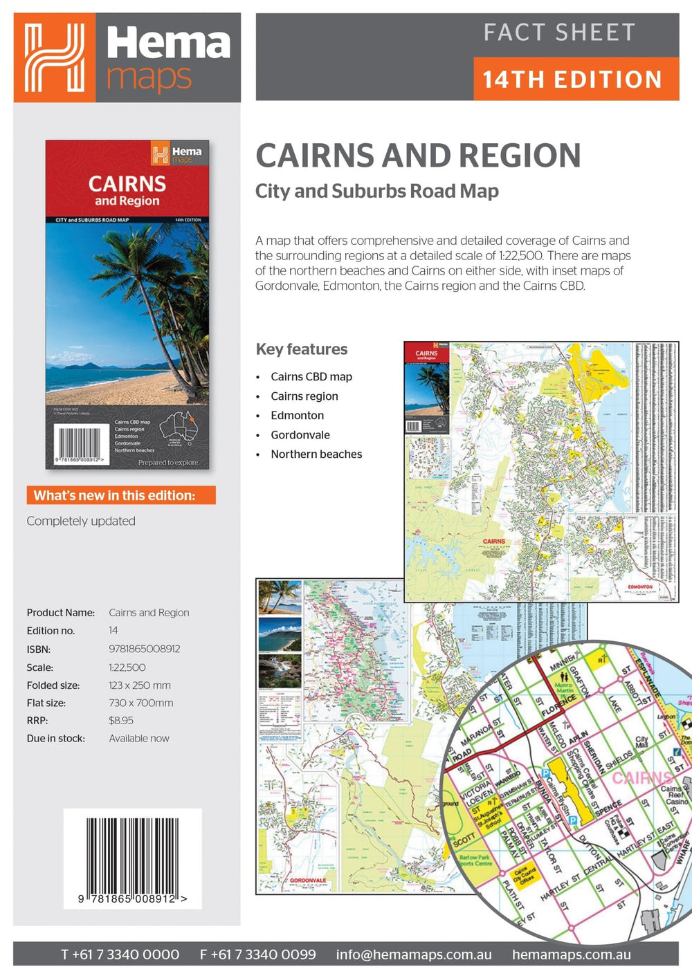 Cairns & Region Map - Hema Maps - 9781865008912 -Caravan World Australia