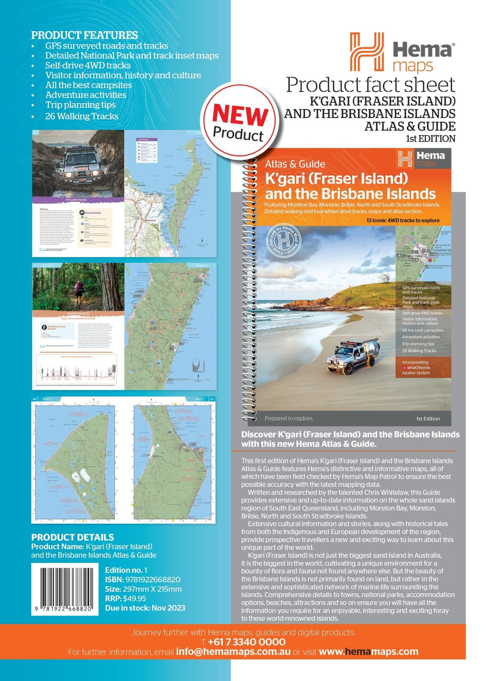 K'gari (Fraser Island) Atlas & Guide - Hema Maps - 9781922668820 -Caravan World Australia