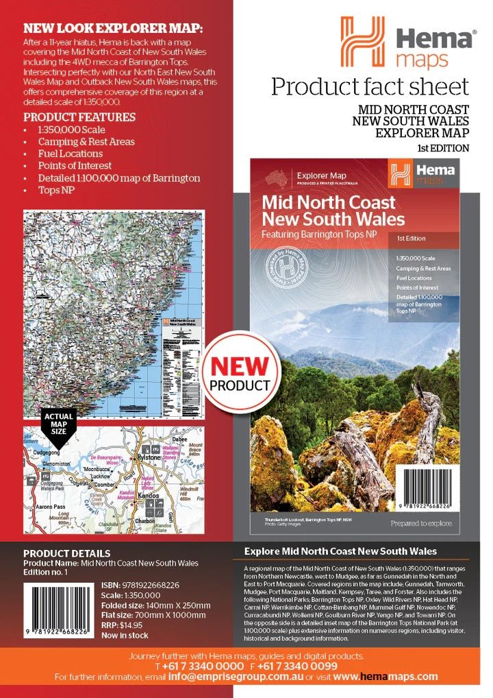 Mid North Coast New South Wales Map - Hema Maps - 9781922668226 -Caravan World Australia