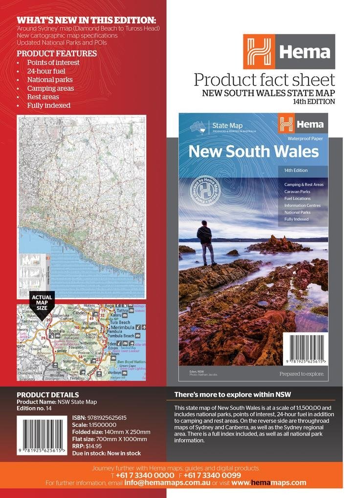 New South Wales State Map - Hema Maps - 9781925625615 -Caravan World Australia