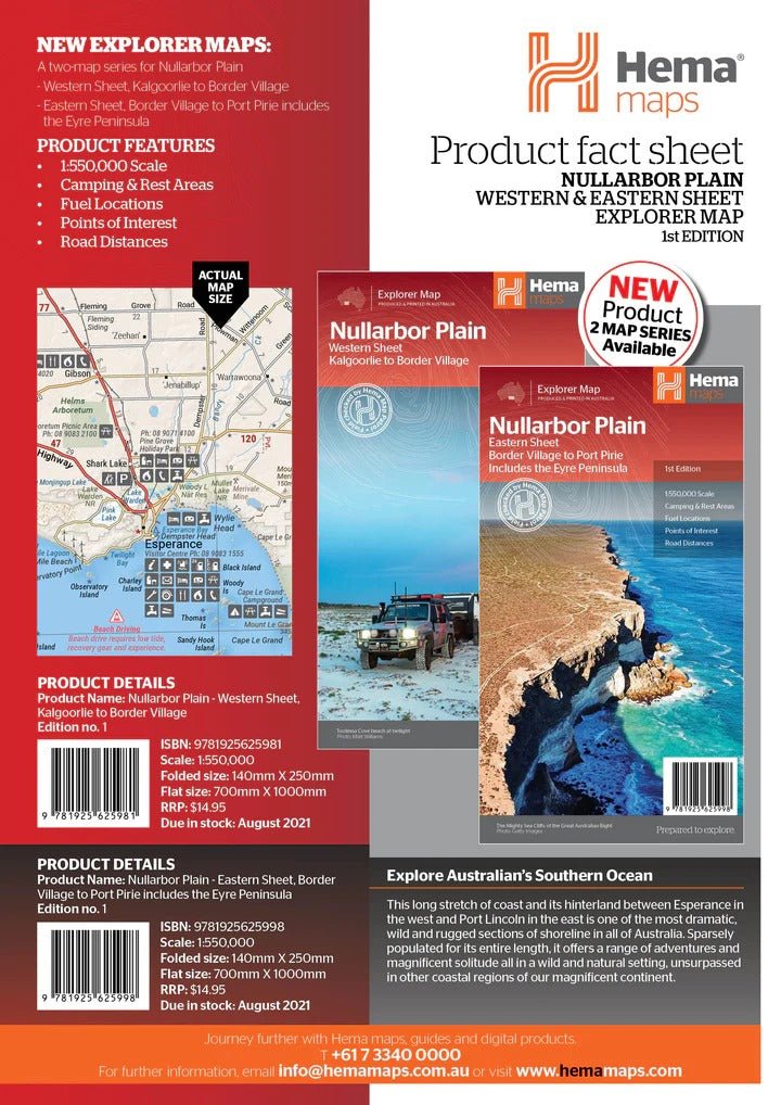 Nullarbor Plain - Eastern Map - Border Village to Port Pirie - Hema Maps - 9781925625998 -Caravan World Australia