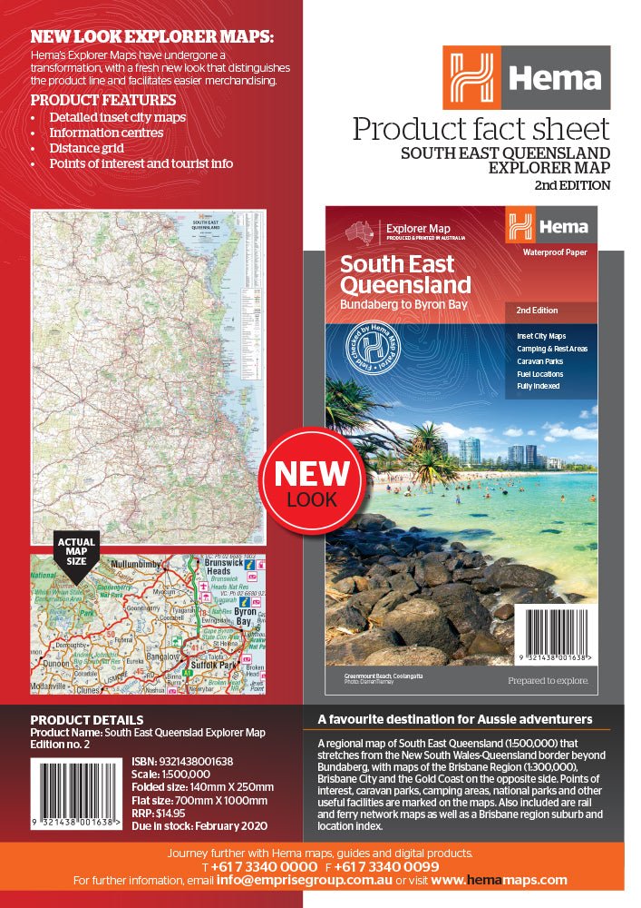 South East Queensland Map - Hema Maps - 9321438001638 -Caravan World Australia