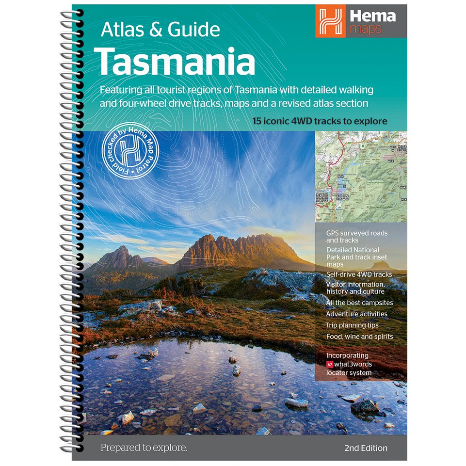 Tasmania Atlas & Guide - Hema Maps - 9321438001973 -Caravan World Australia