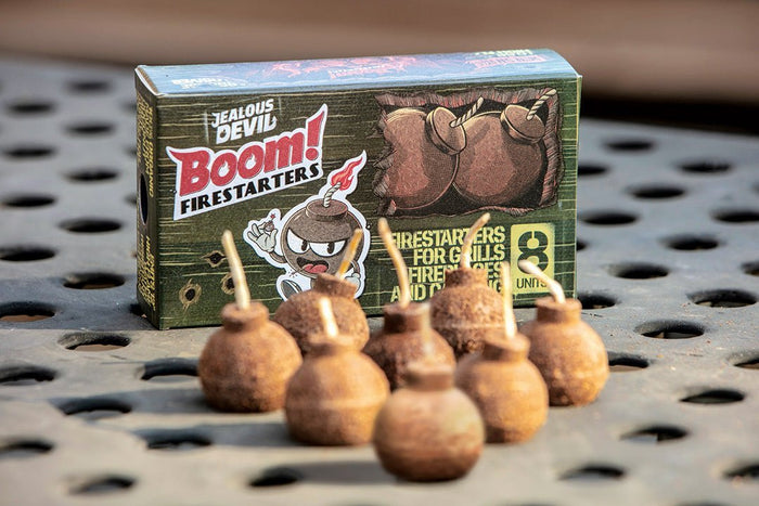 Jealous Devil's firestarters, wood blocks and charcoal - Caravan World Australia