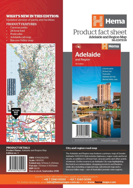 Adelaide and Region Map - Hema Maps - Maps - 9781925625158 - Caravan World