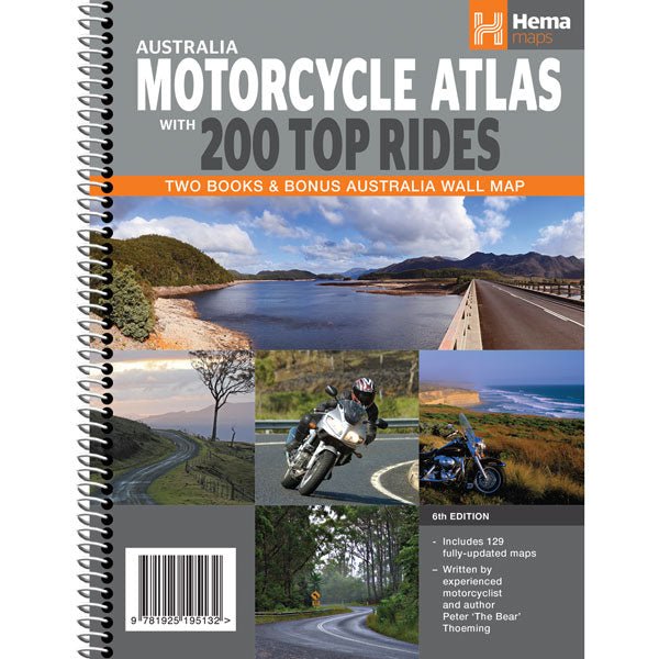 Australia Motorcycle Atlas + 200 Top Rides - Hema Maps - Books - 9781925195132 - Caravan World