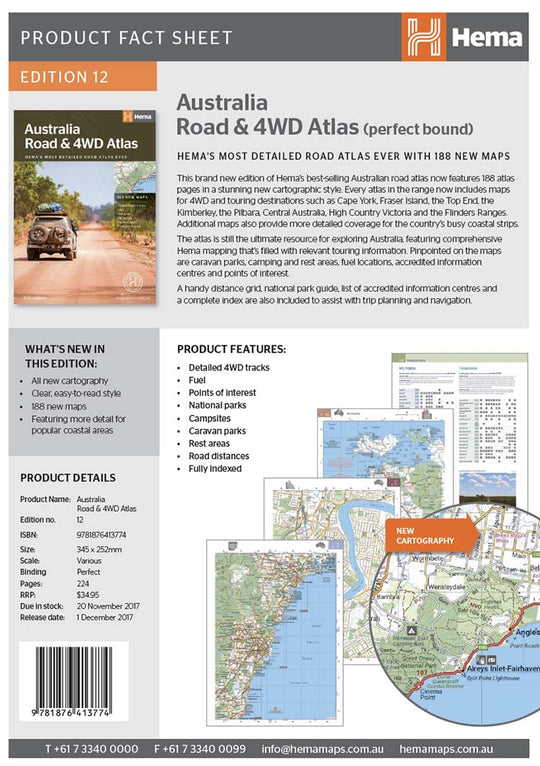 Australia Road & 4WD Atlas (Perfect Bound) - 252 x 345mm - Hema Maps - Books - 9781876413774 - Caravan World