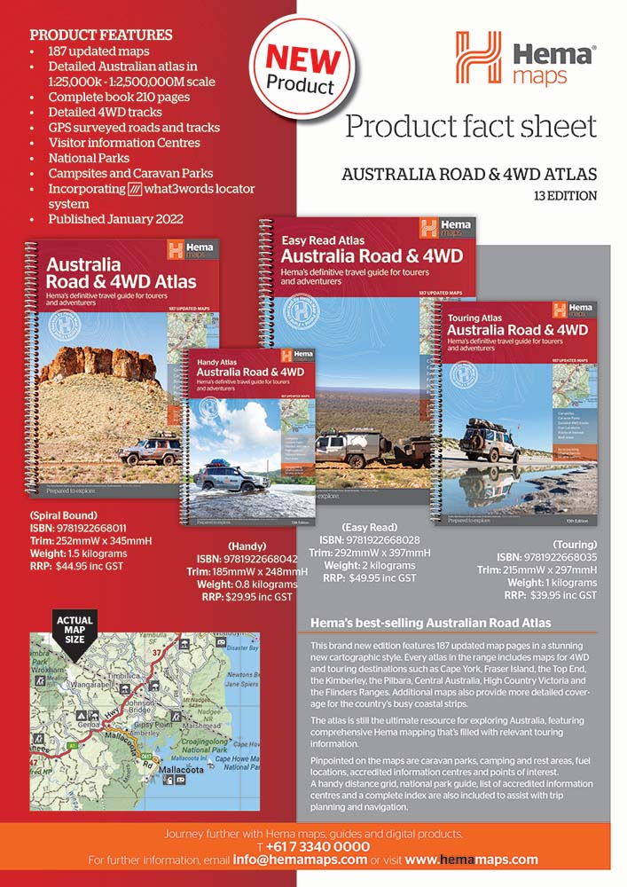 Australia Road & 4WD Atlas (Spiral Bound) - 252 x 345mm - Hema Maps - Books - 9781922668011 - Caravan World