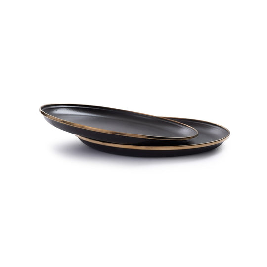 Barebones - Enamel Deep Plate Set of 2 - Charcoal - Barebones - CKW-341-CH -Caravan World
