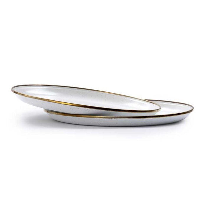 Barebones - Enamel Deep Plate Set of 2 - Eggshell - Barebones - CKW-391-EW -Caravan World