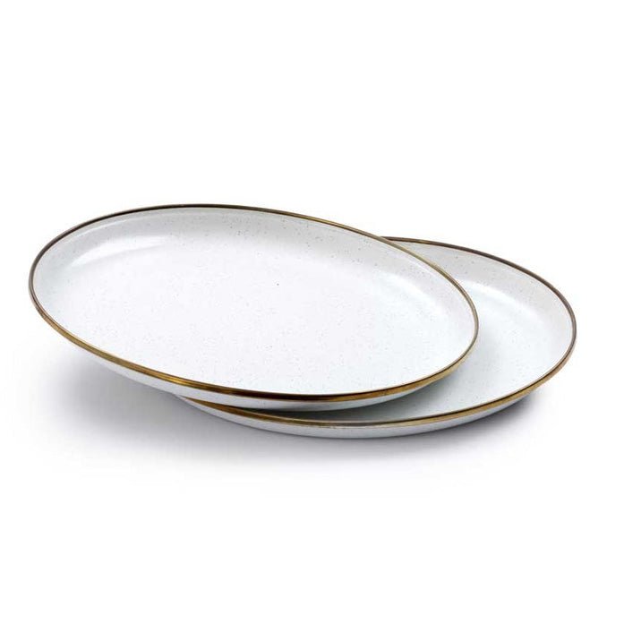 Barebones - Enamel Deep Plate Set of 2 - Eggshell - Barebones - CKW-391-EW -Caravan World