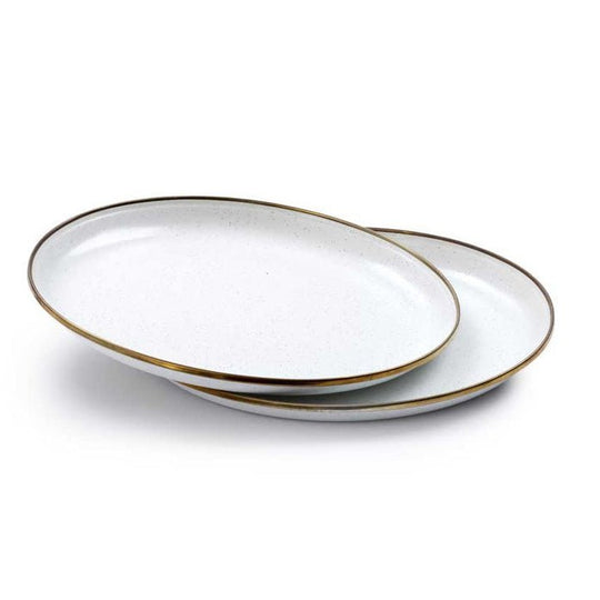 Barebones - Enamel Deep Plate Set of 2 - Eggshell - Barebones - CKW-391-EW -Caravan World