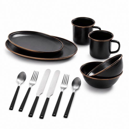 Barebones Enamel Dining Set - Charcoal - Hema Maps - Bundle - Digital - CWBOM-02 -Caravan World