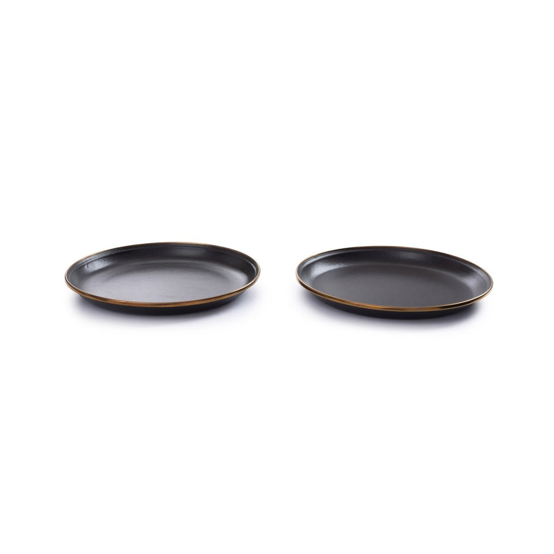Barebones - Enamel Salad Plate Set of 2 - Charcoal - Barebones - CKW-342-CH -Caravan World