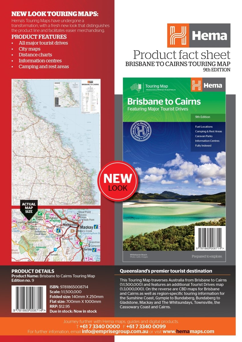 Brisbane to Cairns Map - Hema Maps - Maps - 9781865008714 - Caravan World