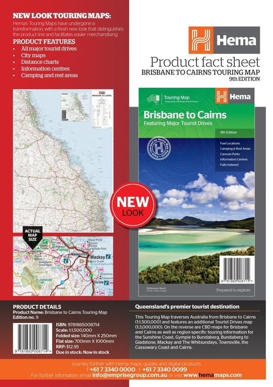 Brisbane to Cairns Map - Hema Maps - Maps - 9781865008714 - Caravan World