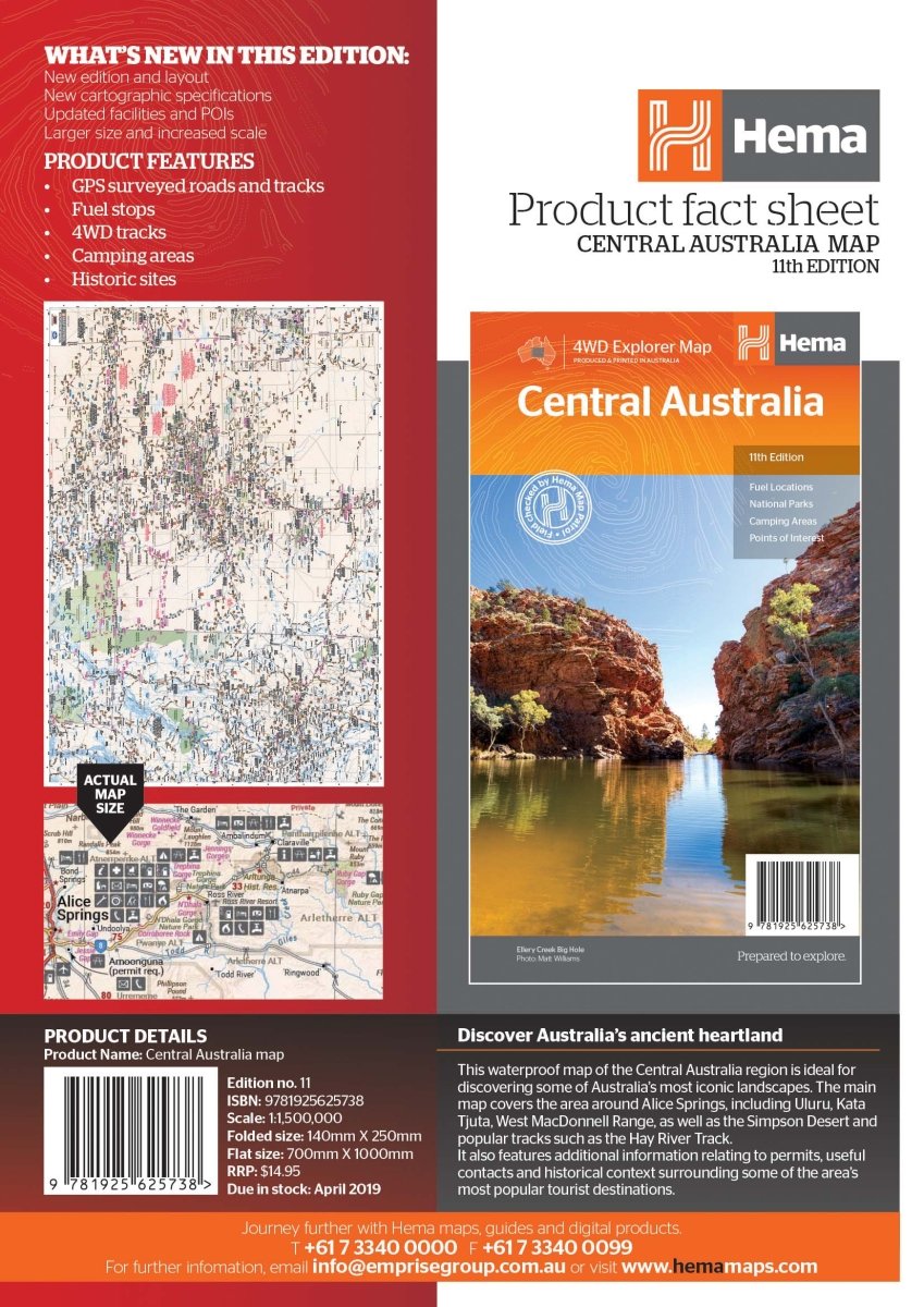 Central Australia Map - Hema Maps - Maps - 9781925625738 - Caravan World