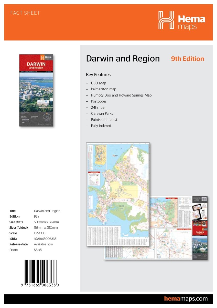 Darwin & Region Map - Hema Maps - Maps - 9781865006338 - Caravan World