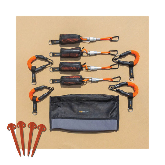 Tiegear - 180 Degree Awning / Gazebo Pack plus Bonus Hi-Vis Sand Pegs