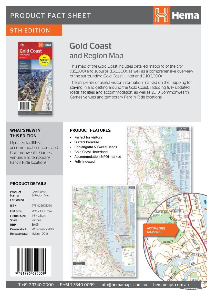 Gold Coast & Region Map - Hema Maps - Maps - 9781925625059 - Caravan World