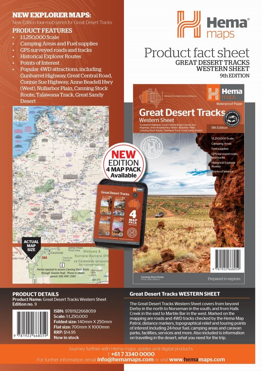 Great Desert Tracks Western Sheet - Hema Maps - Maps - 9781922668059 - Caravan World
