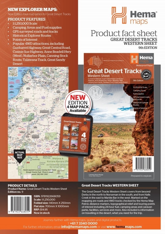 Great Desert Tracks Western Sheet - Hema Maps - Maps - 9781922668059 - Caravan World