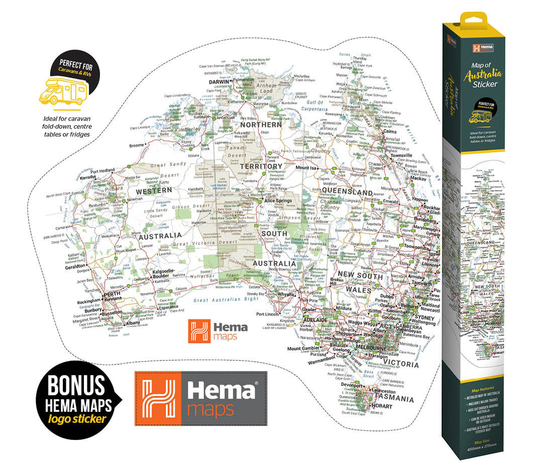 Hema Sticker Map (440mm x 375mm) - Hema Maps - 9781923354029 - Caravan World