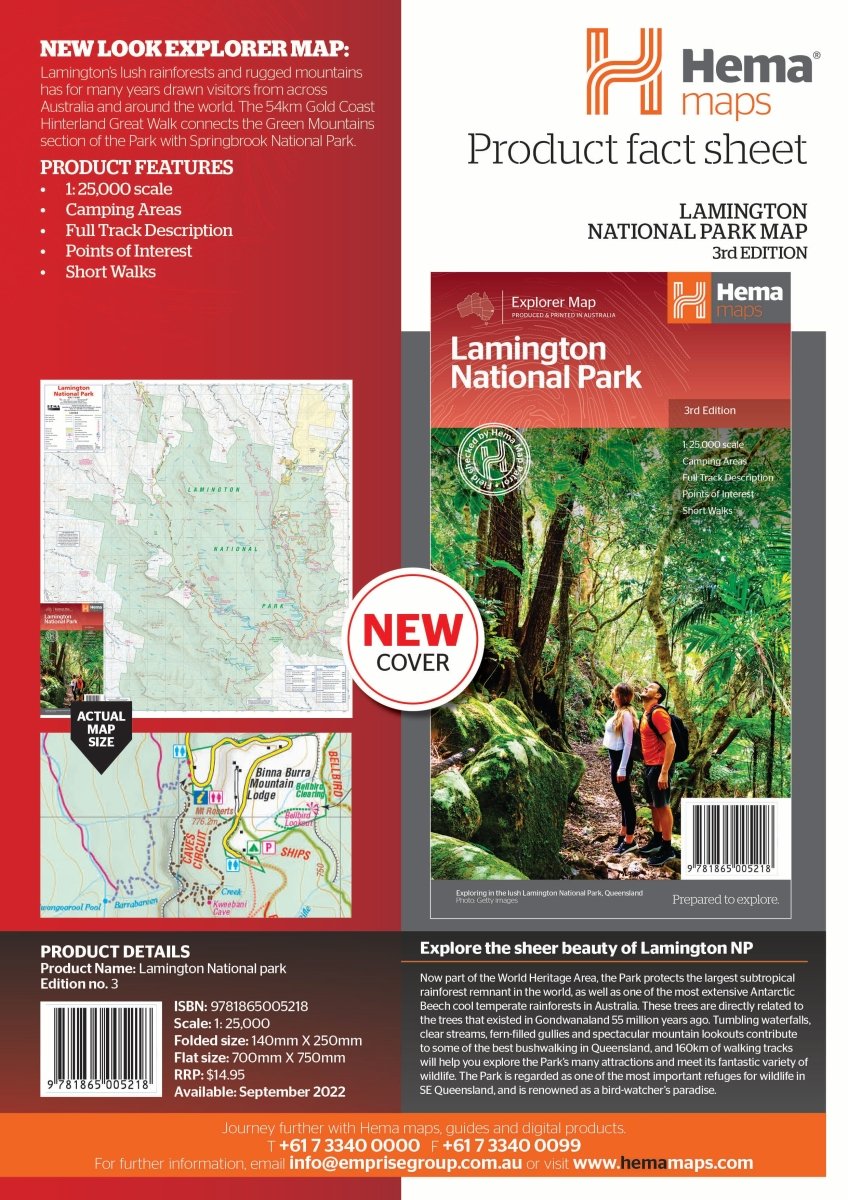 Lamington National Park Map - Hema Maps - Maps - 9781865005218 - Caravan World