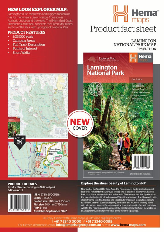 Lamington National Park Map - Hema Maps - Maps - 9781865005218 - Caravan World