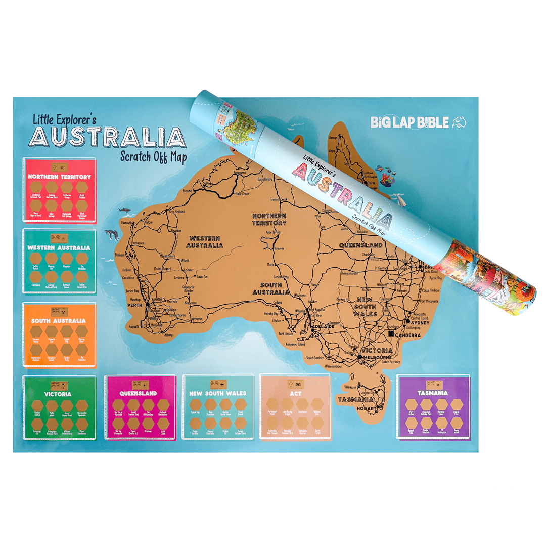 Little Explorer's Australia Scratch Off Map - Big Lap Bible - 743966186752 - Caravan World