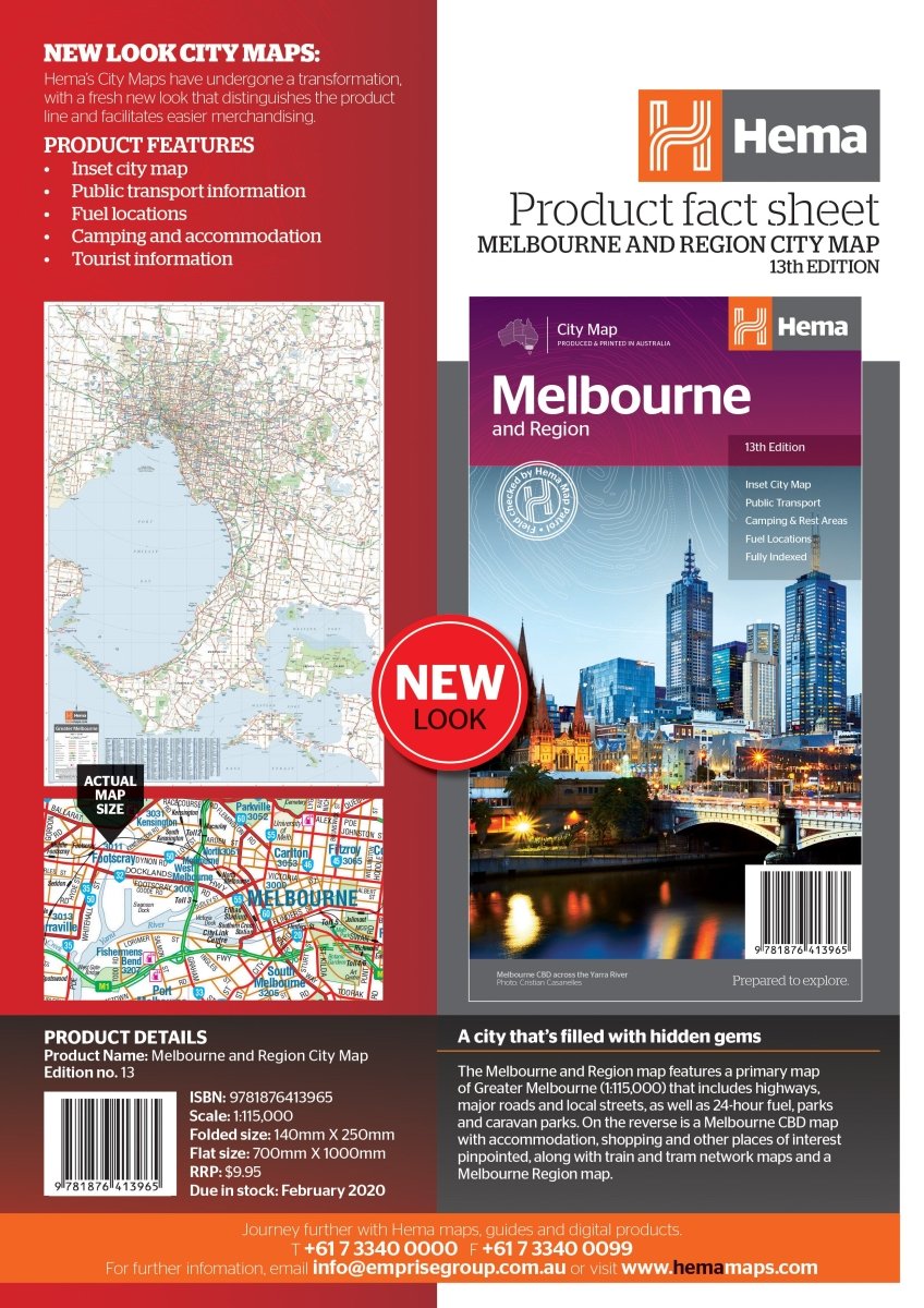 Melbourne & Region Map - Hema Maps - Maps - 9781876413965 - Caravan World