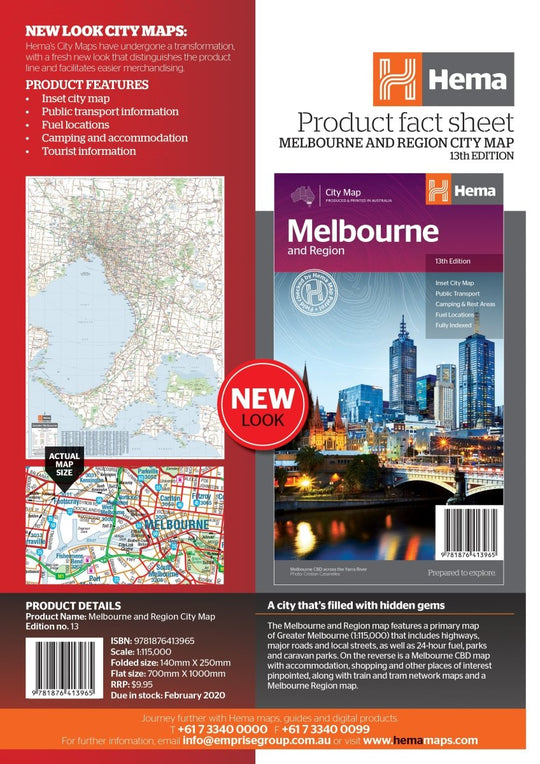 Melbourne & Region Map - Hema Maps - Maps - 9781876413965 - Caravan World