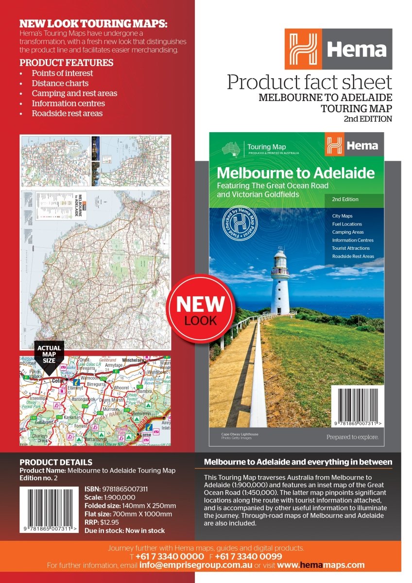 Melbourne to Adelaide Map - Hema Maps - Maps - 9781865007311 - Caravan World