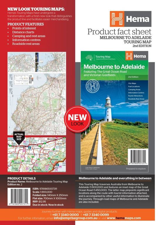 Melbourne to Adelaide Map - Hema Maps - Maps - 9781865007311 - Caravan World