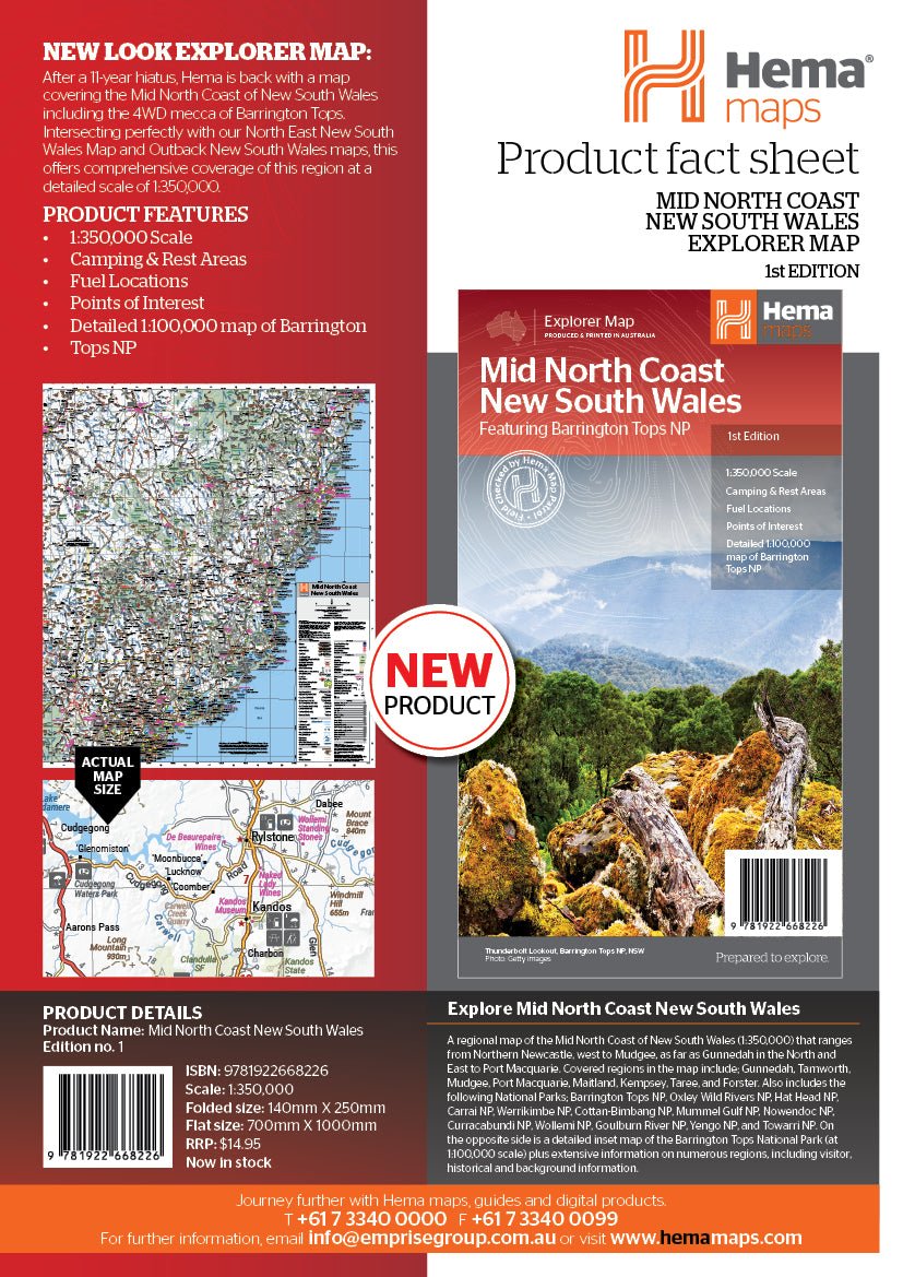 Mid North Coast New South Wales Map - Hema Maps - Maps - 9781922668226 - Caravan World
