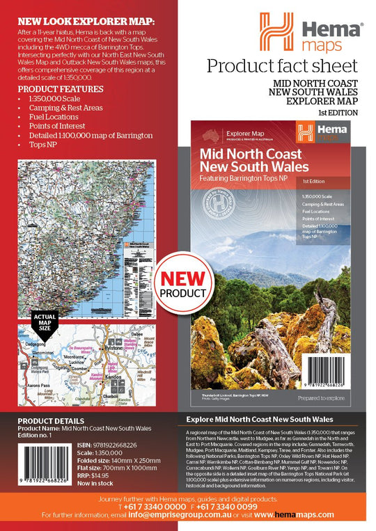 Mid North Coast New South Wales Map - Hema Maps - Maps - 9781922668226 - Caravan World