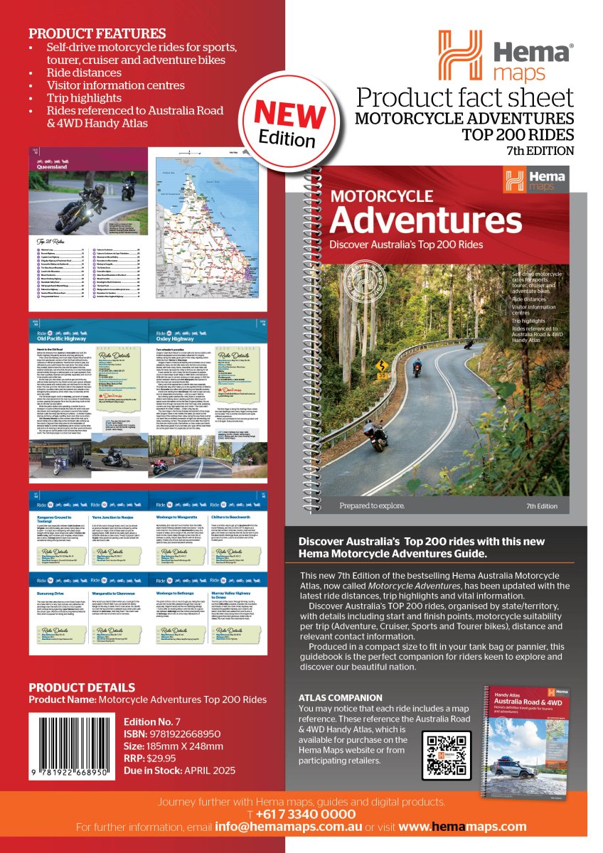 Motorcycle Adventures Top 200 Rides - Hema Maps - Books - 9781922668950 - Caravan World