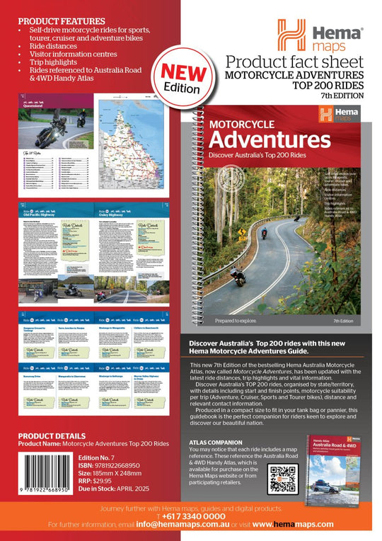 Motorcycle Adventures Top 200 Rides - Hema Maps - Books - 9781922668950 - Caravan World