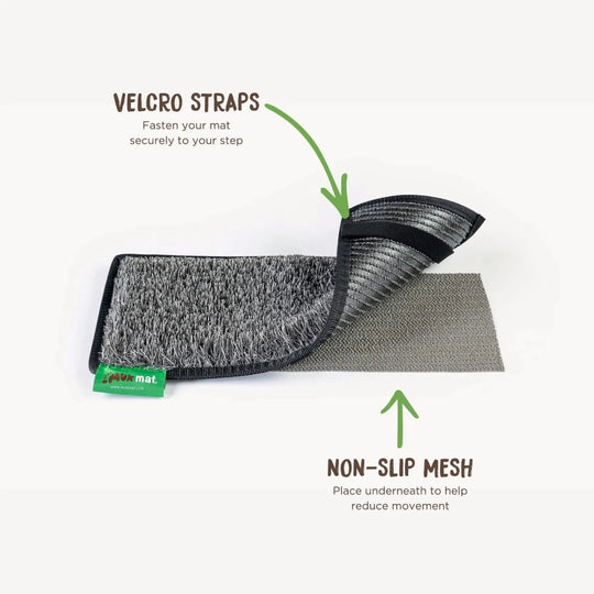 Muk Mat Steps - Grey with Black Pitch Edging - Muk Mat - MUK-MAT-GRY-PB-STEP -Caravan World