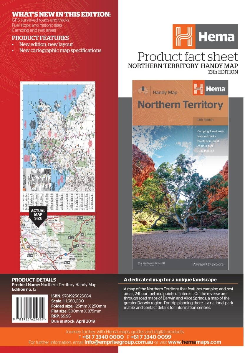 Northern Territory Handy Map - Hema Maps - Maps - 9781925625684 - Caravan World