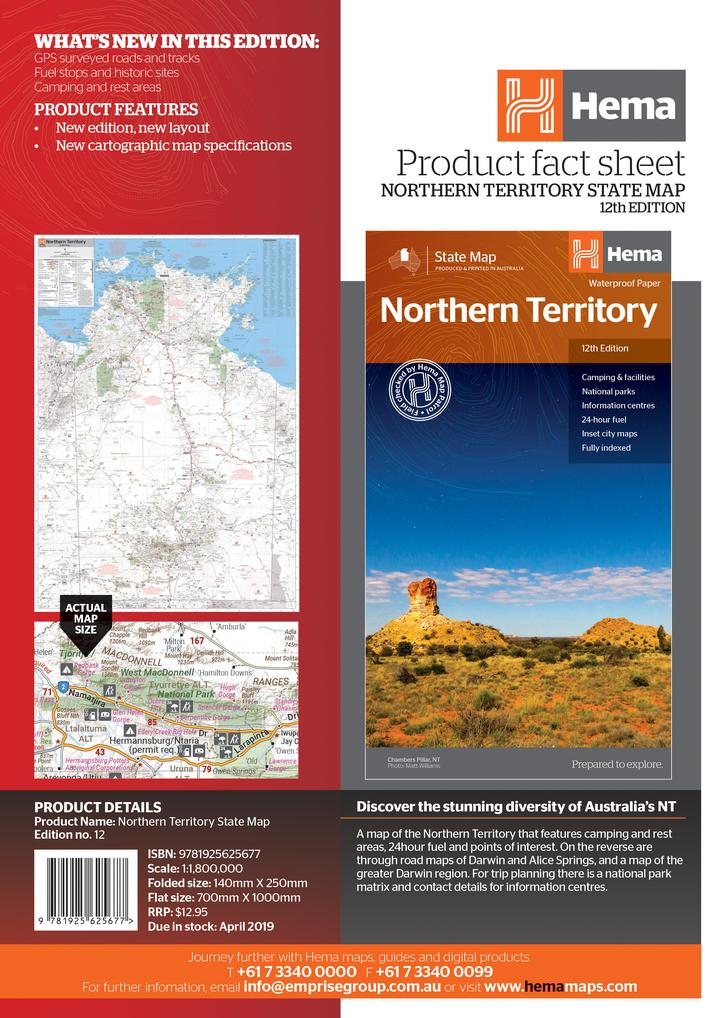 Northern Territory State Map - Hema Maps - Maps - 9321438001508 - Caravan World