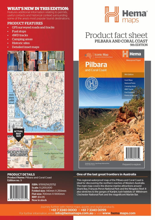 Pilbara & Coral Coast Map - Hema Maps - Maps - 9781925625752 - Caravan World