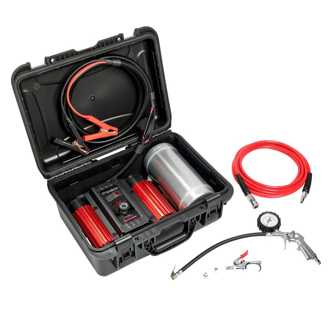Saber Select Series Twin Air Compressor with Hard Case & Inflation Kit - Saber Offroad - SBR-TAC1C - Caravan World